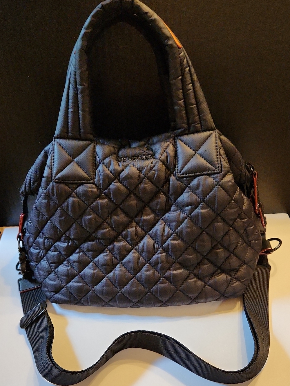 MZ Wallace Quilted Metro Black Tote Bag w/handles & Crossbody Strap - Picture 13 of 13